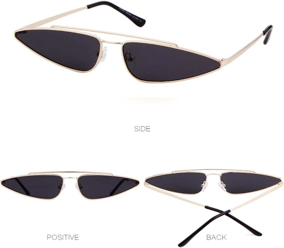 

Маленькие треугольные солнцезащитные очки в винтажном ретро-стиле с золотыми металлическими линзами, фиолетовыми, черными и розовыми линзами, очки-«кошачий глаз» для женщин MTZJH, C4