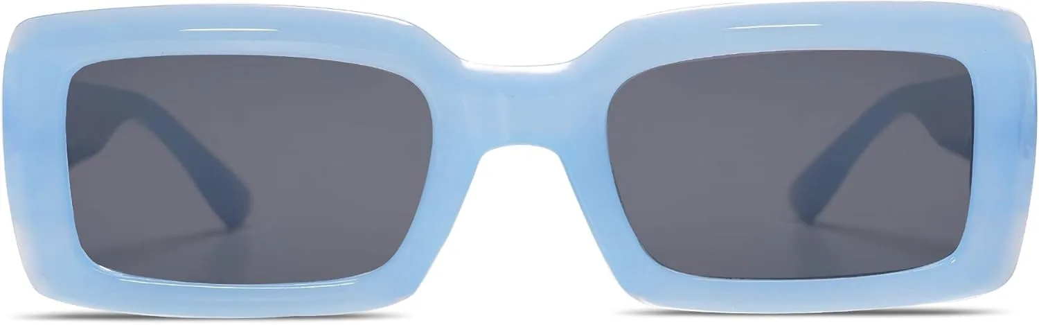 

Солнцезащитные очки Allarallvr Trendy Rectangle для женщин и мужчин, винтажные, квадратные, в стиле 90-х, с толстой оправой, телесного цвета, модель AR82002, Blue