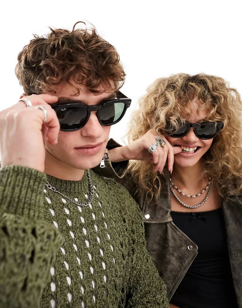 

Черные круглые солнцезащитные очки Ray-Ban Mega Hawkeye
