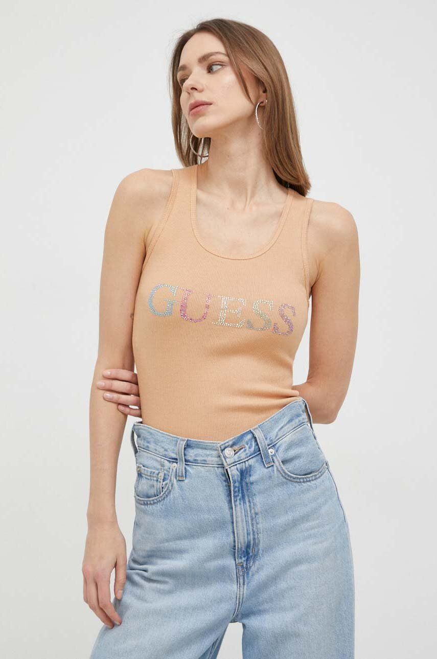 

Хлопковый топ Guess, оранжевый