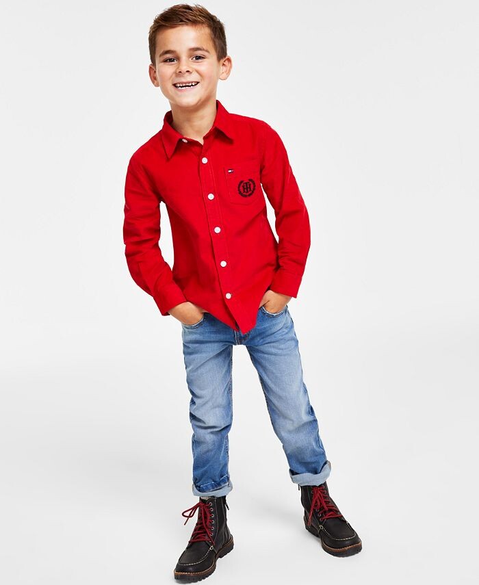 

Вельветовая рубашка для маленьких мальчиков Tommy Hilfiger, синий