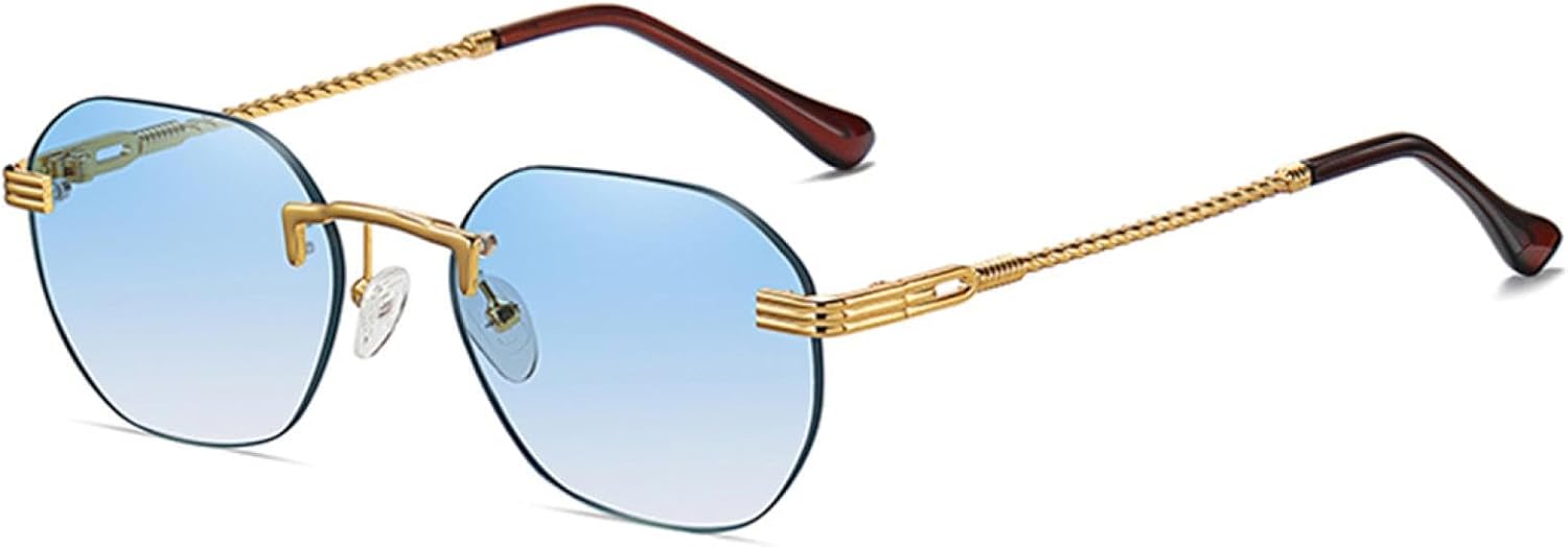 

Женские солнцезащитные очки без оправы с золотистым металлическим покрытием, безрамочные, с градиентными линзами, мужские модные солнцезащитные очки синего цвета с защитой от УФ-излучения UV400 SZVVBKK, 2