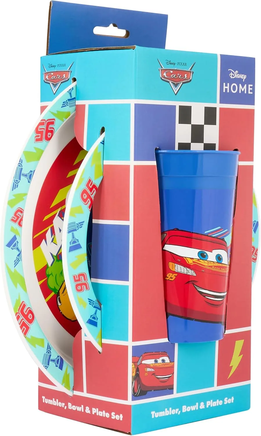 Набор посуды Disney Cars из 3 предметов — тарелка, миска и кружка с Молнией Маккуином и Диноко — для микроволновки и посудомойки, для детей от 36 месяцев — фото 3
