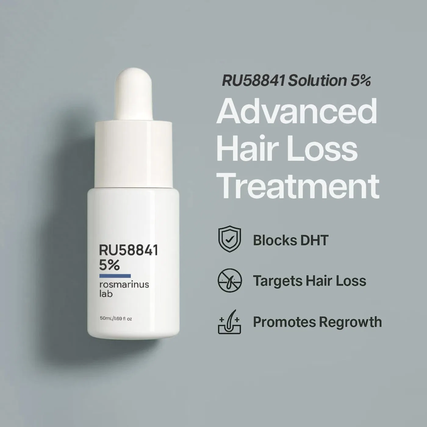 Раствор RU58841 5% для лечения выпадения волос, 50 мл Rosmarinus Lab — фото 2