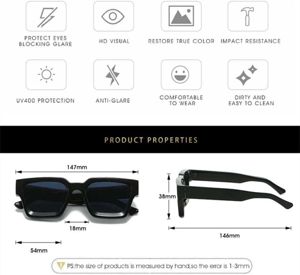 

Модные квадратные солнцезащитные очки для женщин, роскошные ретро-солнцезащитные очки для мужчин, большая оправа, защита от УФ-излучения UV400 generic, 11