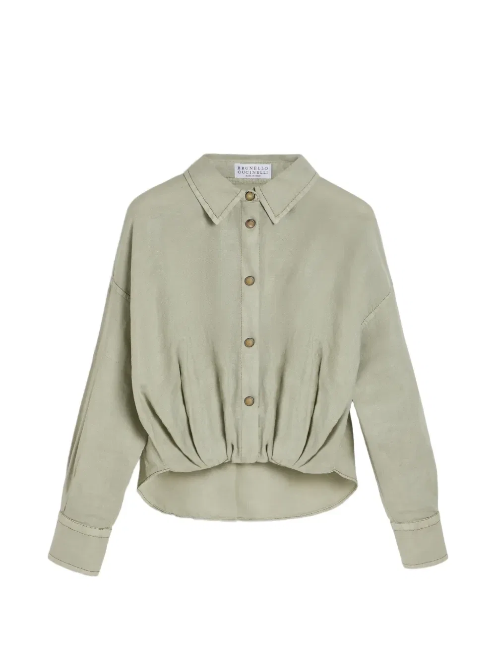 Рубашка Pinpoint Brunello Cucinelli Kids, зеленый