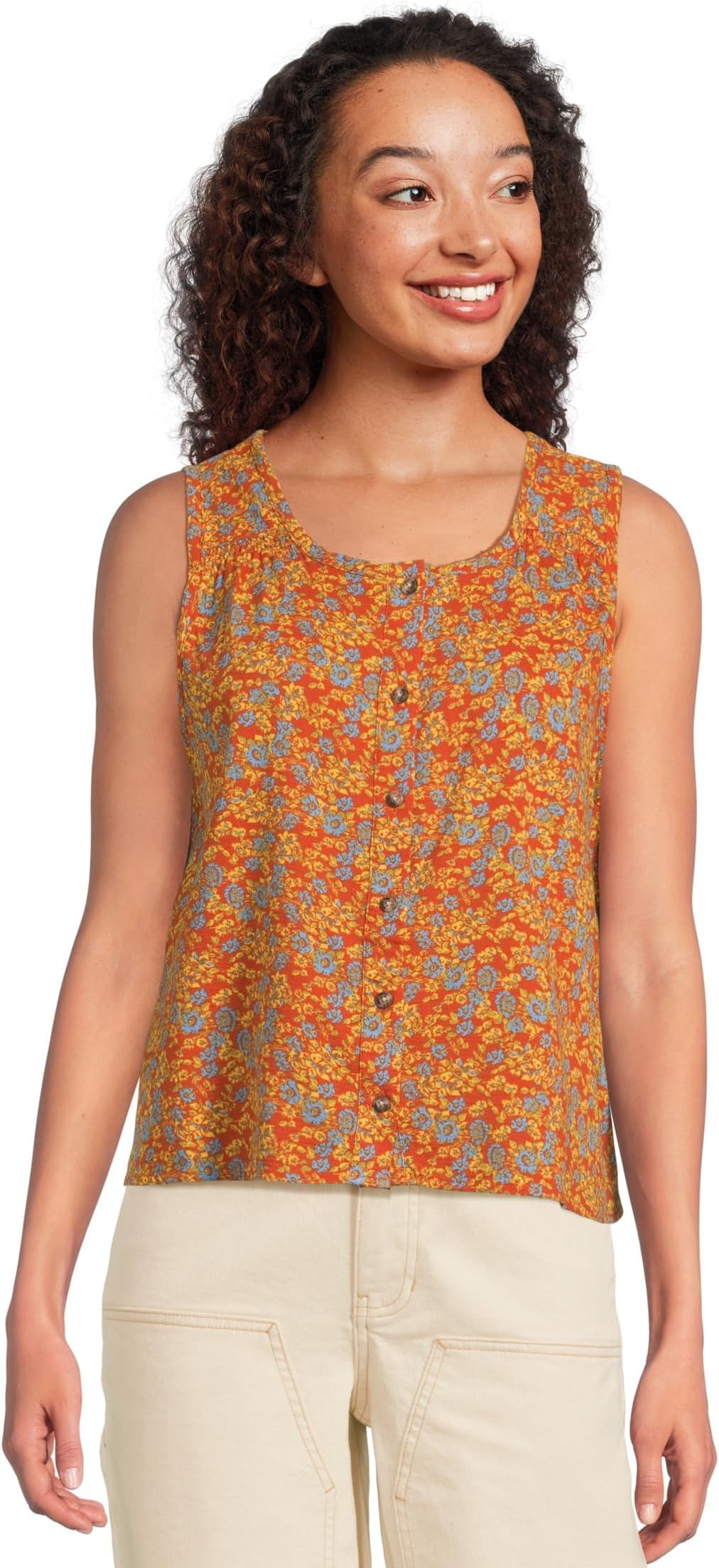 

Женская майка Manzana с пуговицами спереди Toad&Co, Burnt Ochre Floral Print