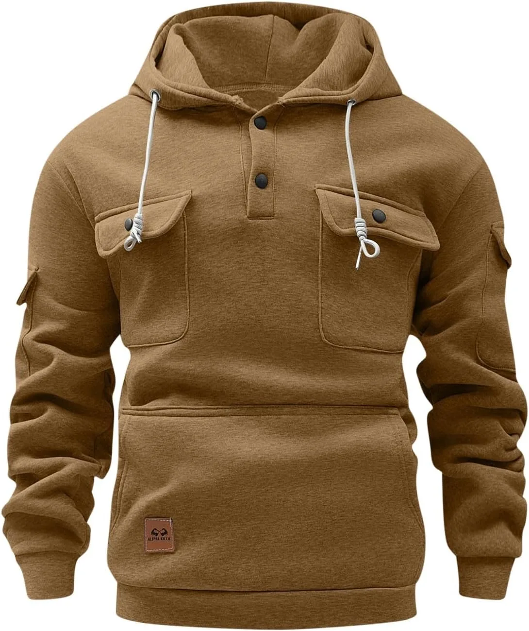 

Мужская четверть-застежка карго худи Casual Fleece с длинным рукавом