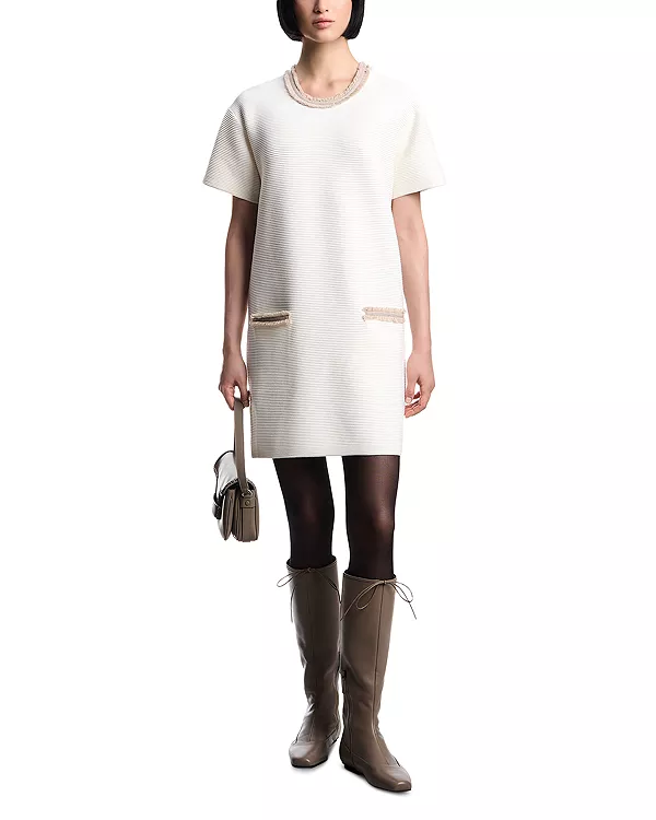 

Вязаное платье в османском стиле с бахромой Emporio Armani, белый