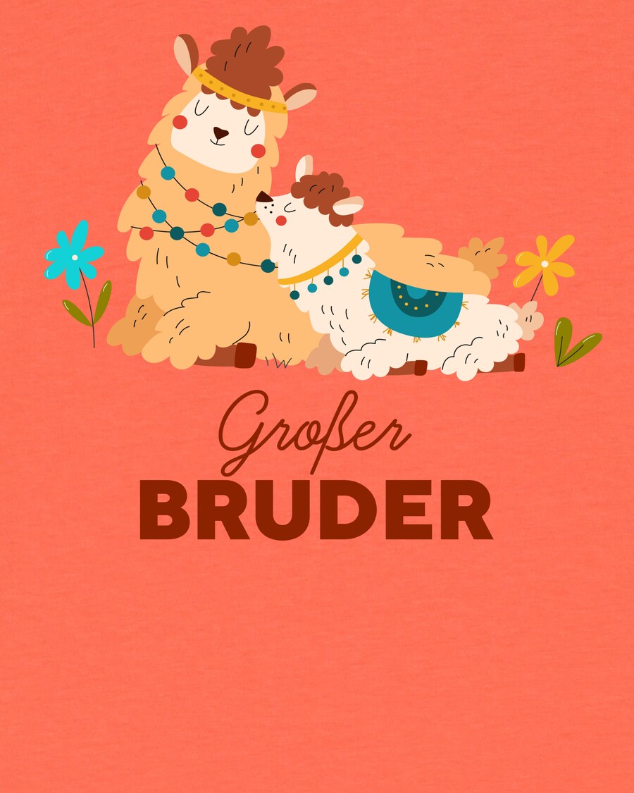 Рубашка watabout.kids Lama Großer Bruder, коралловый/светло-оранжевый — фото 4