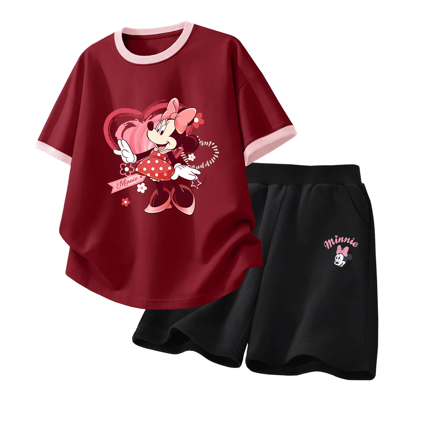 Детский спортивный костюм Casual Sportswear 2 Piece Set Disney, Di Heart Floral Red+Di Eye-Catching K Black