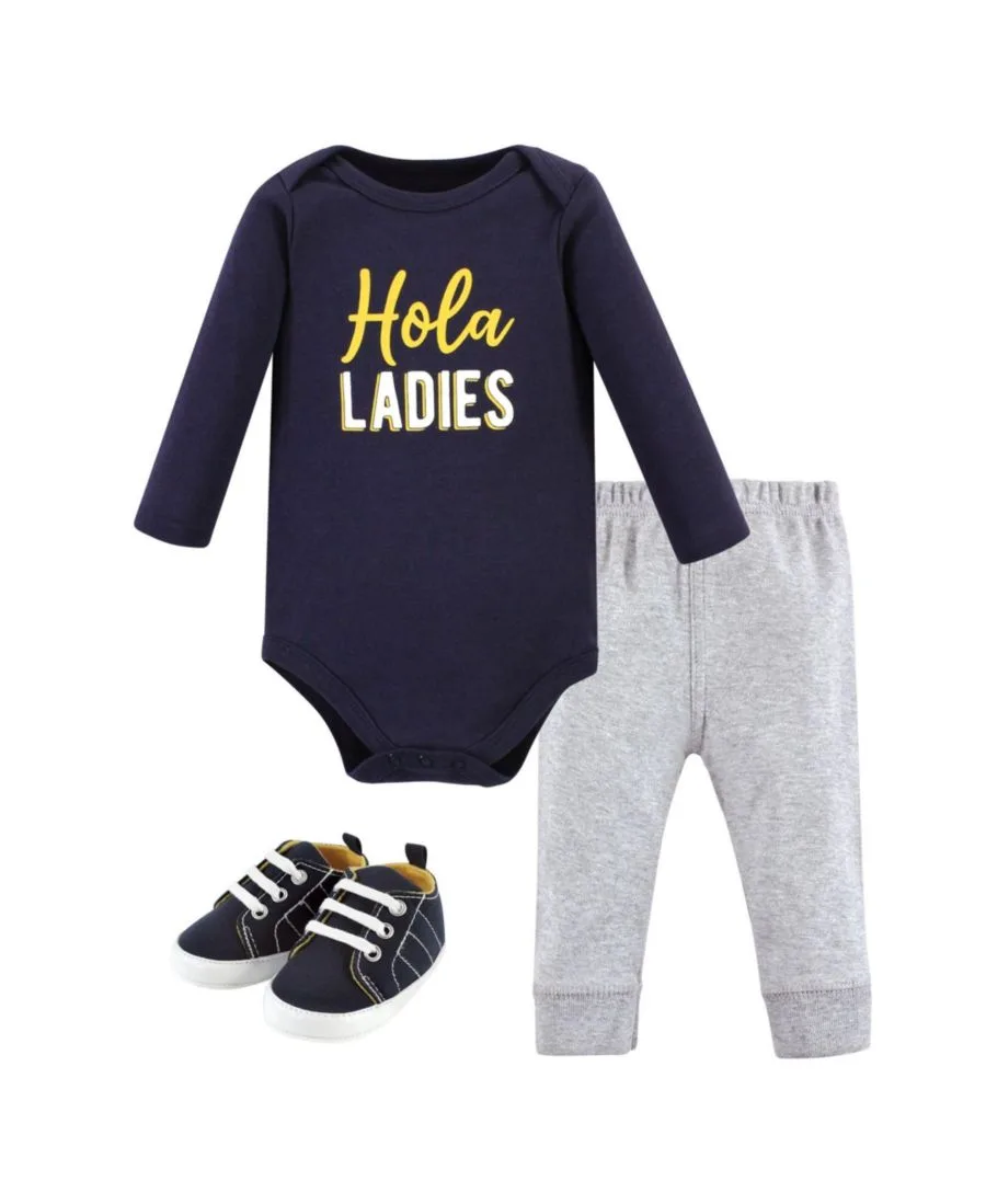 Комплект из трех предметов: боди с длинными рукавами, брюки и обувь Hudson Baby, Hola Ladies Long Sleeve