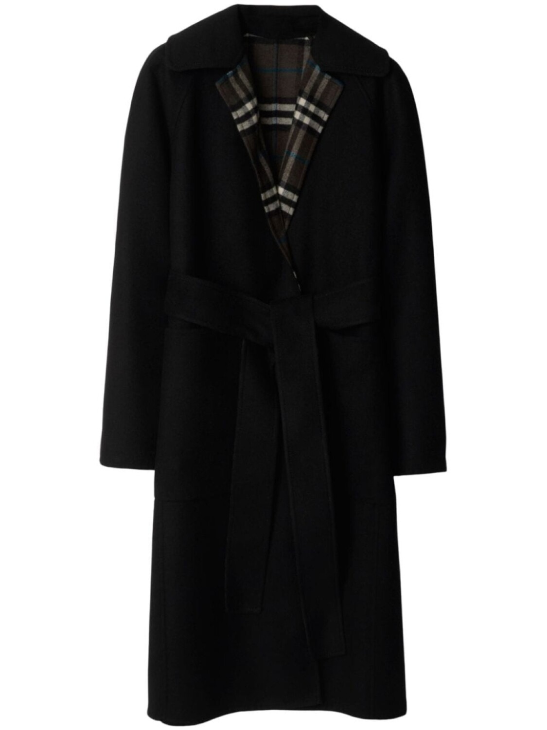 

Burberry двустороннее пальто-халат из шерсти в клетку, черный