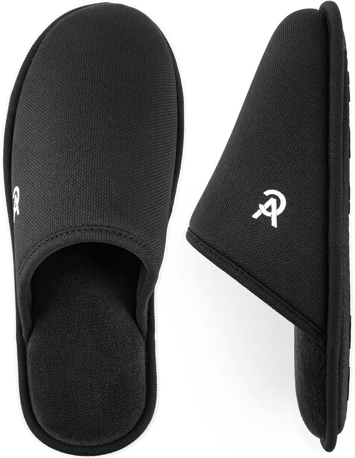 

Мужские вязаные шотландские тапочки VeraCosy с мягкой подошвой из пены с эффектом памяти и нескользящей резиновой подошвой для дома, черный