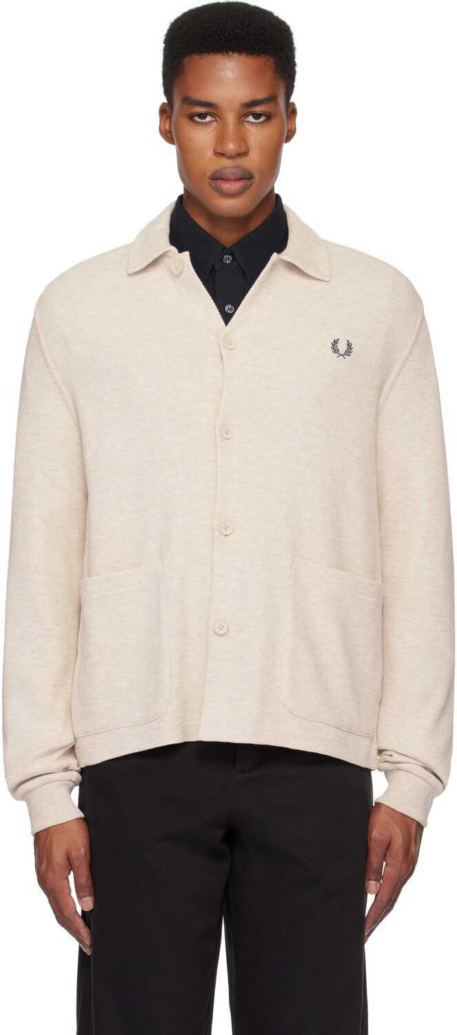 

Кардиган с длинными рукавами на пуговицах от белого цвета Fred Perry