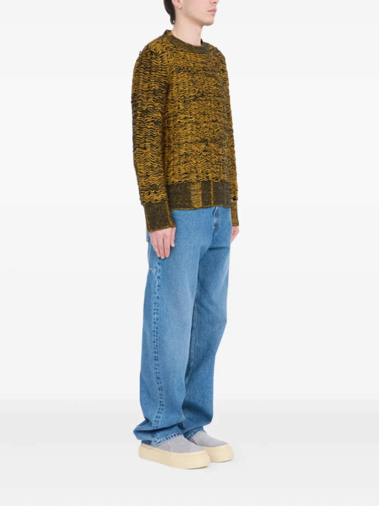 MM6 Maison Margiela фактурный свитер с круглым вырезом, коричневый — фото 3