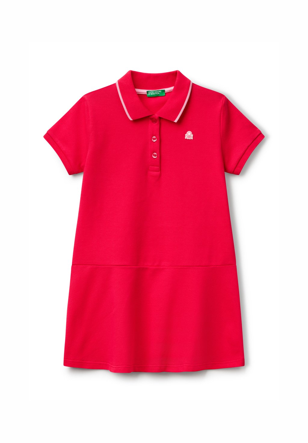 

Повседневное платье SOLID STRETCH COLLAR AND CUFFS LOGO PATCH REGULAR FIT United Colors of Benetton, фуксия
