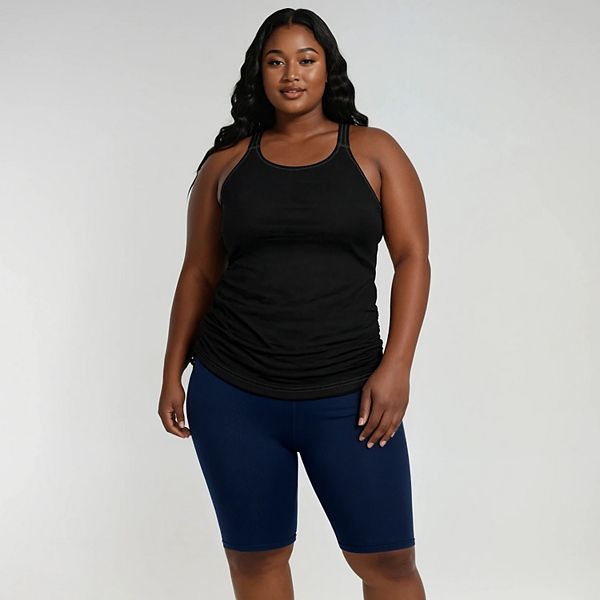 

Женский топ-танкини Maya с встроенным бюстгальтером и высокие велосипедные шорты для плавания Calypsa Llc