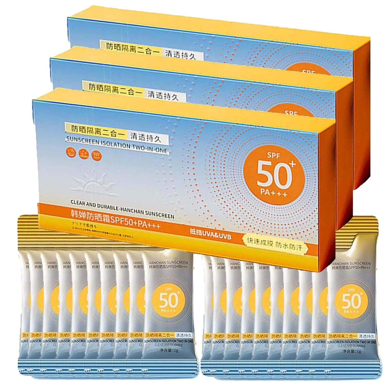 Дорожный солнцезащитный крем SPF 50+ с UVA/UVB защитой Generic, 3Pc