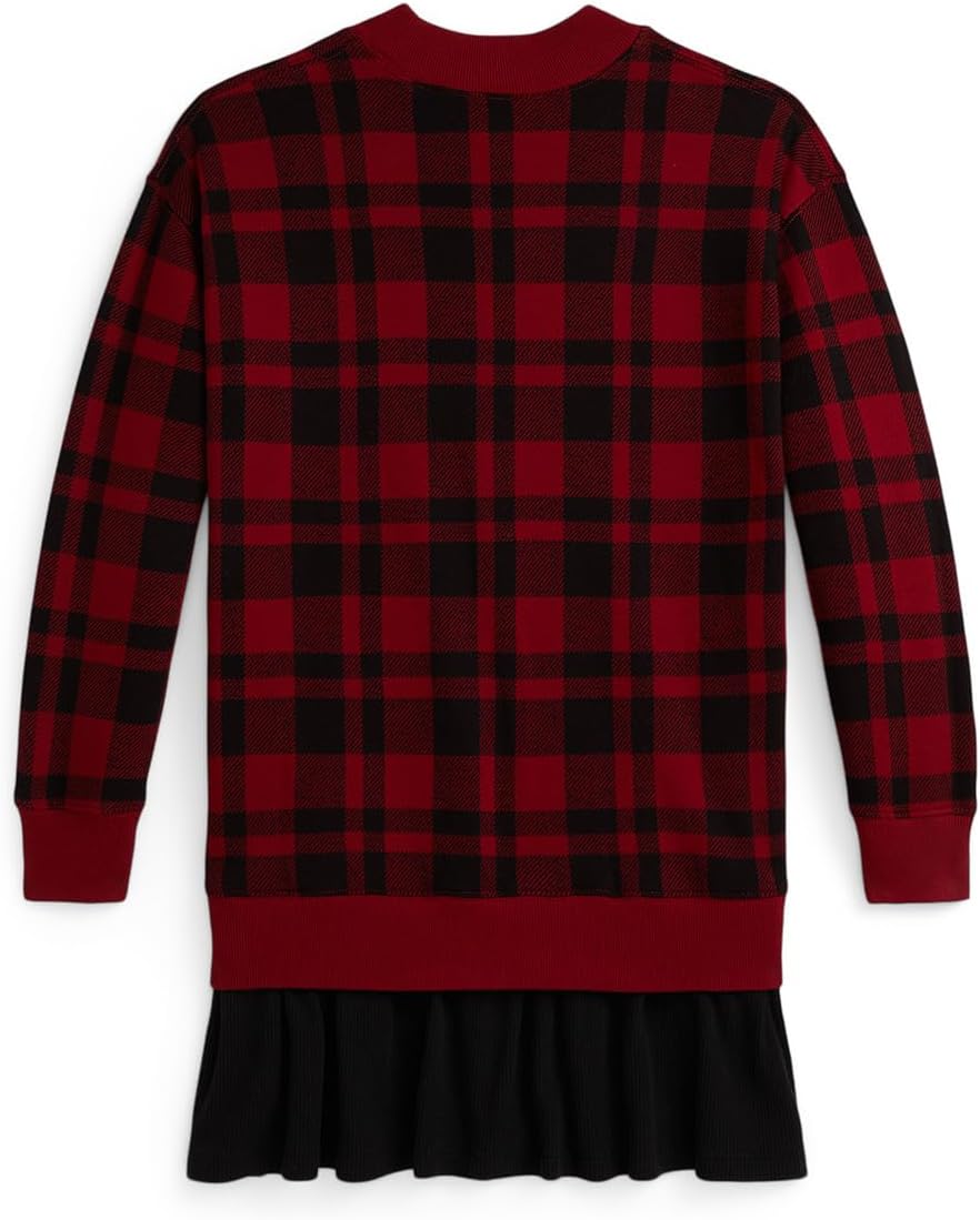 Платье из флиса в клетку Buffalo Polo Ralph Lauren Kids, Edged Overcheck Holiday Red — фото 2