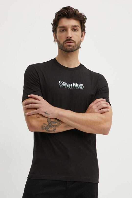 

Хлопковая футболка Calvin Klein, черный