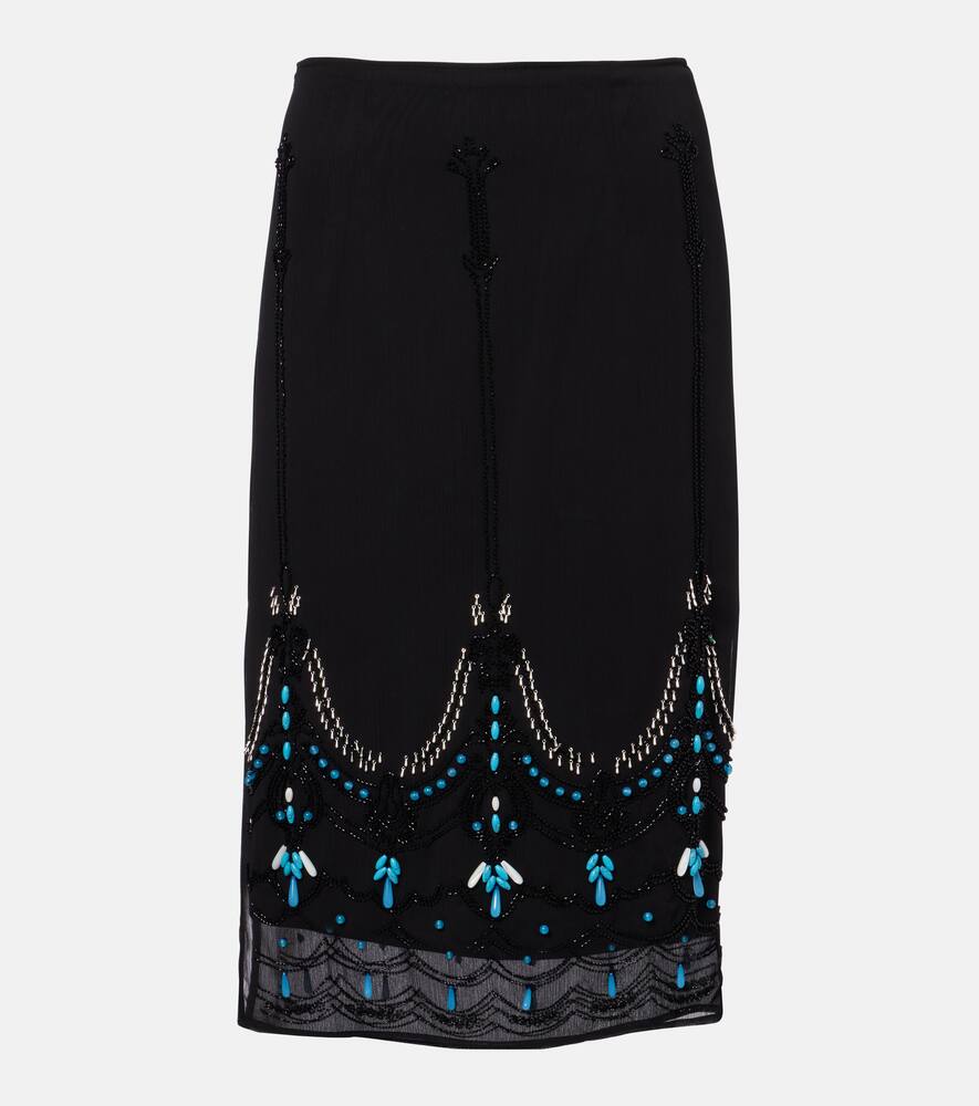 

Бисерная джерси миди-юбка Xu Zhi, Black