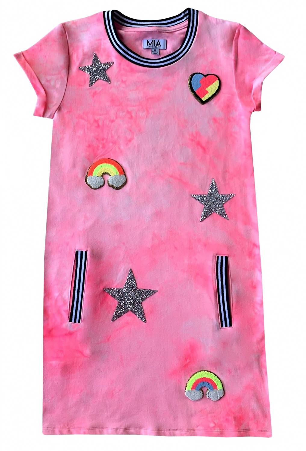 

Платье Icon для девочек с круглым вырезом и короткими рукавами, цвет фуксия-розовый Mia, Fuchsia Pink