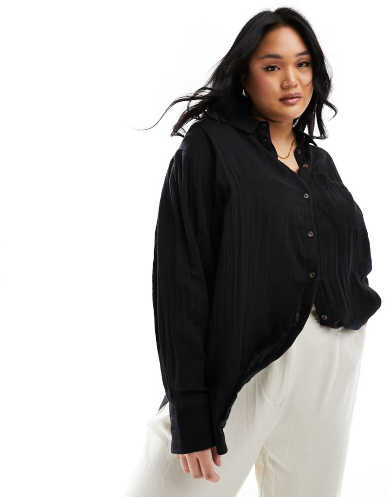 

Черная оксфордская рубашка из марли ASOS DESIGN Curve