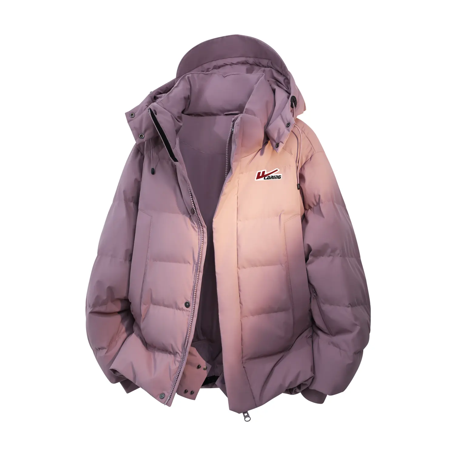 

Пуховик Unisex утепленный стеганый WARRIOR, mauve фиолетовый (detachable hat diy badge)