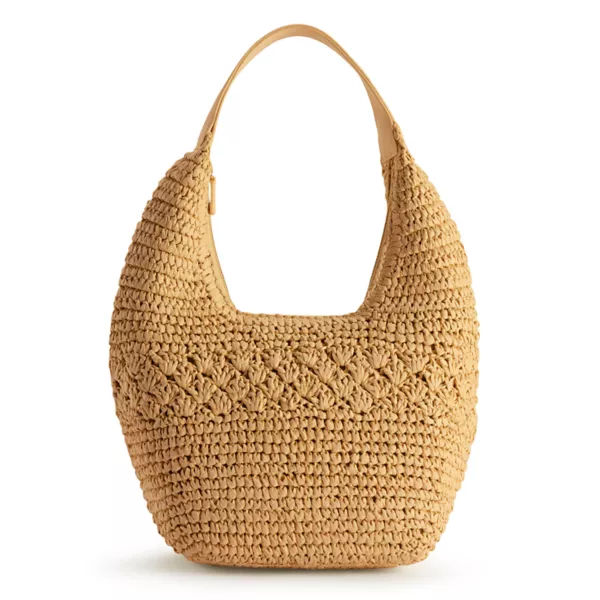 

Оливковая ажурная сумка через плечо с ракушками Lc Lauren Conrad, цвет natural straw