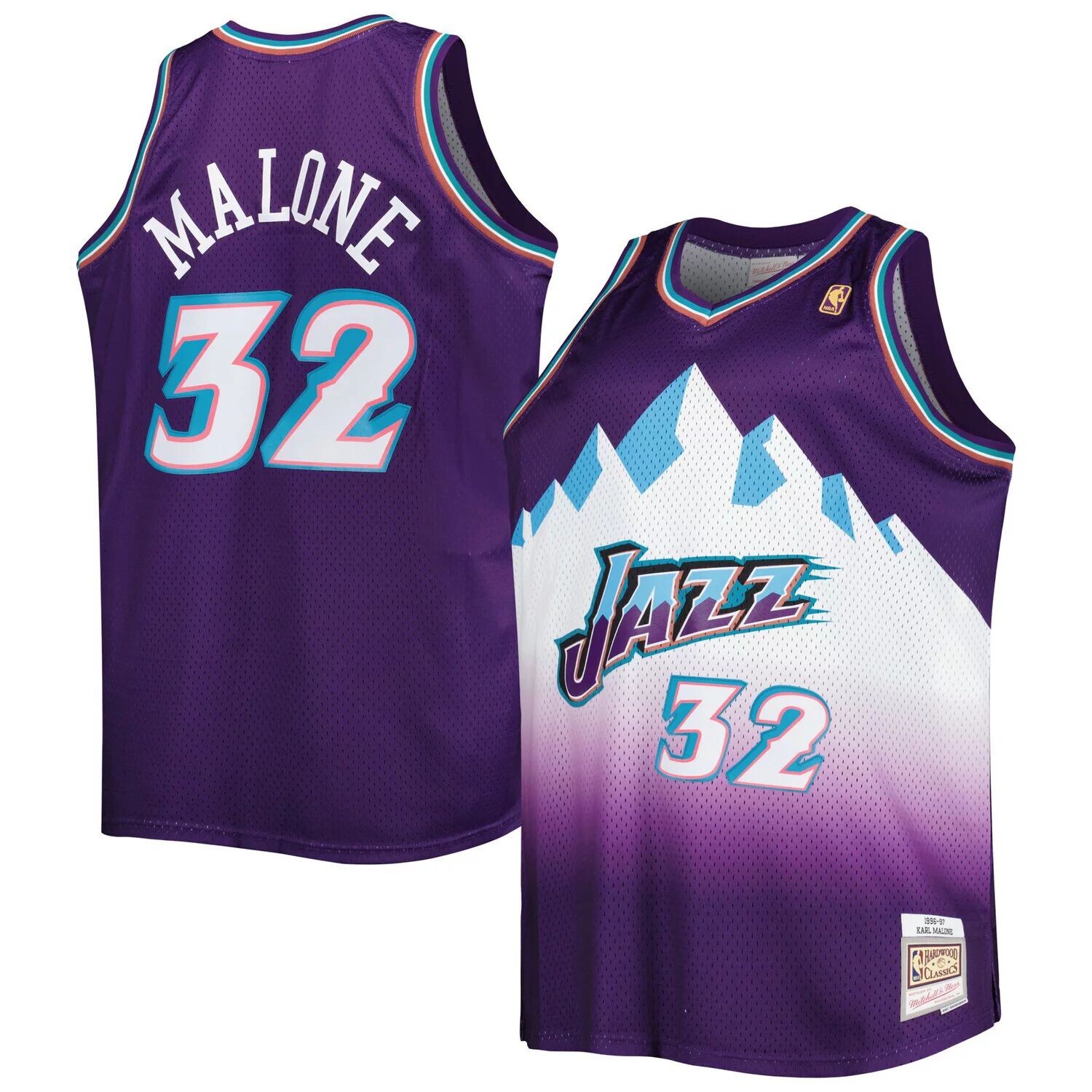 

Мужская майка Mitchell & Ness Karl Malone Purple Utah Jazz Big & Tall Hardwood Classics 1996-97 Swingman