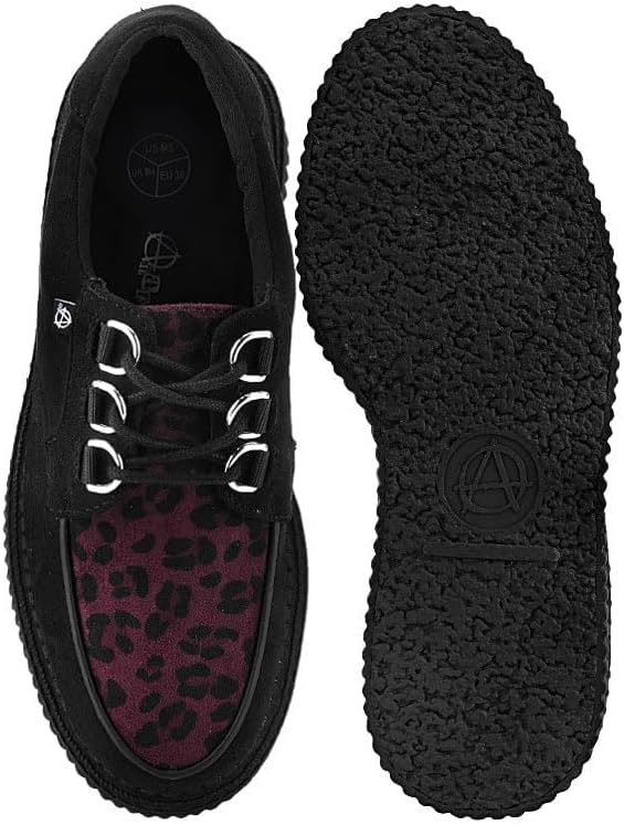 Кроссовки T.U.K. Faux Suede Creeper для женщин и мужчин, 3-шнуровые туфли с переплетением, Классический круглый носок и подошва, Комфорт для повседневной носки, бордовый — фото 3