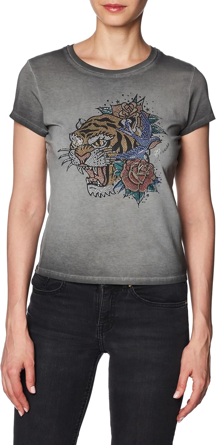 

GUESS Женская Футболка с Коротким Рукавом Crystal Tiger R5, Jet Black Multi, Черный, GUESS Женская Футболка с Коротким Рукавом Crystal Tiger R5, Jet Black Multi