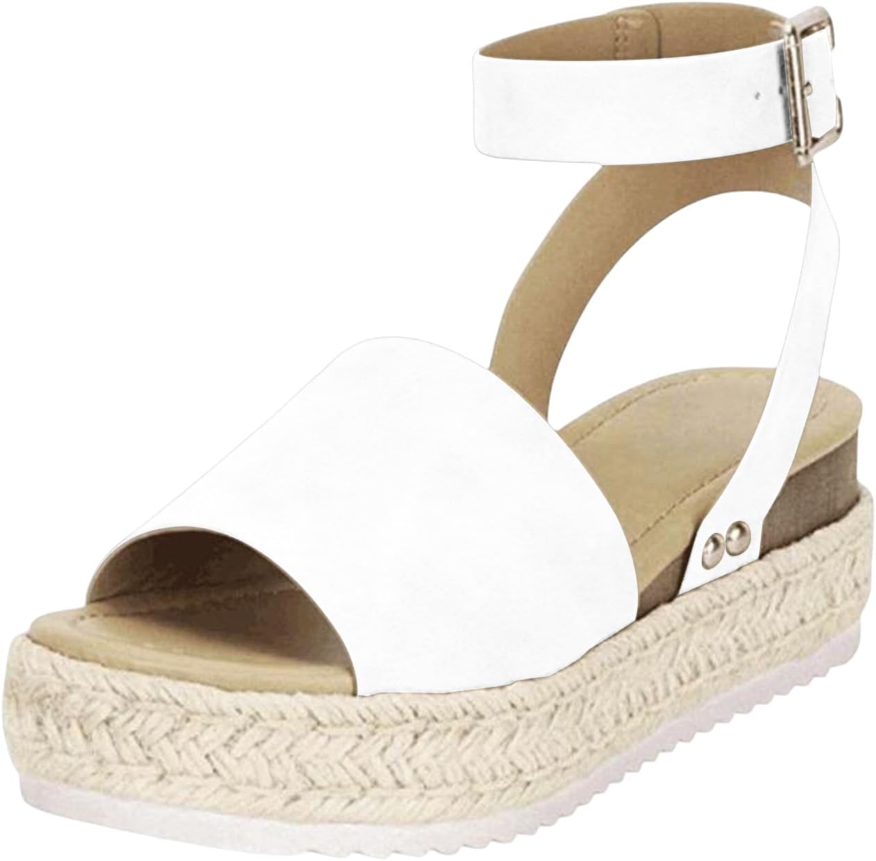

Женские сандалии на платформе, комфортные с открытым носком, с застежкой, стильные праздничные летние сандалии для прогулок, повседневная обувь для пляжа в стиле бохо Kvotuu, белый