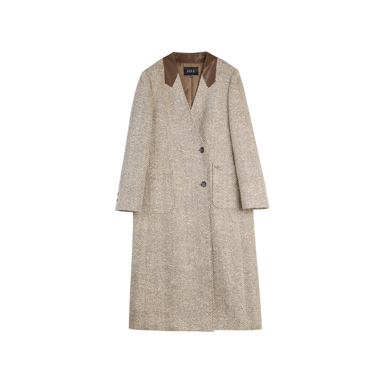 

Пальто женское без воротника утепленное прямое ELLE, coffee