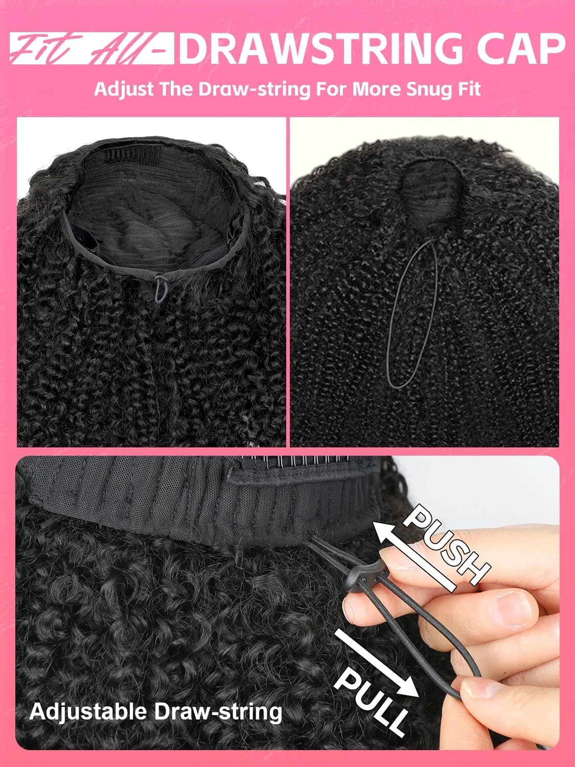 Женский кудрявый парик из натуральных волос Aiqi Hair, Natural Black — фото 3