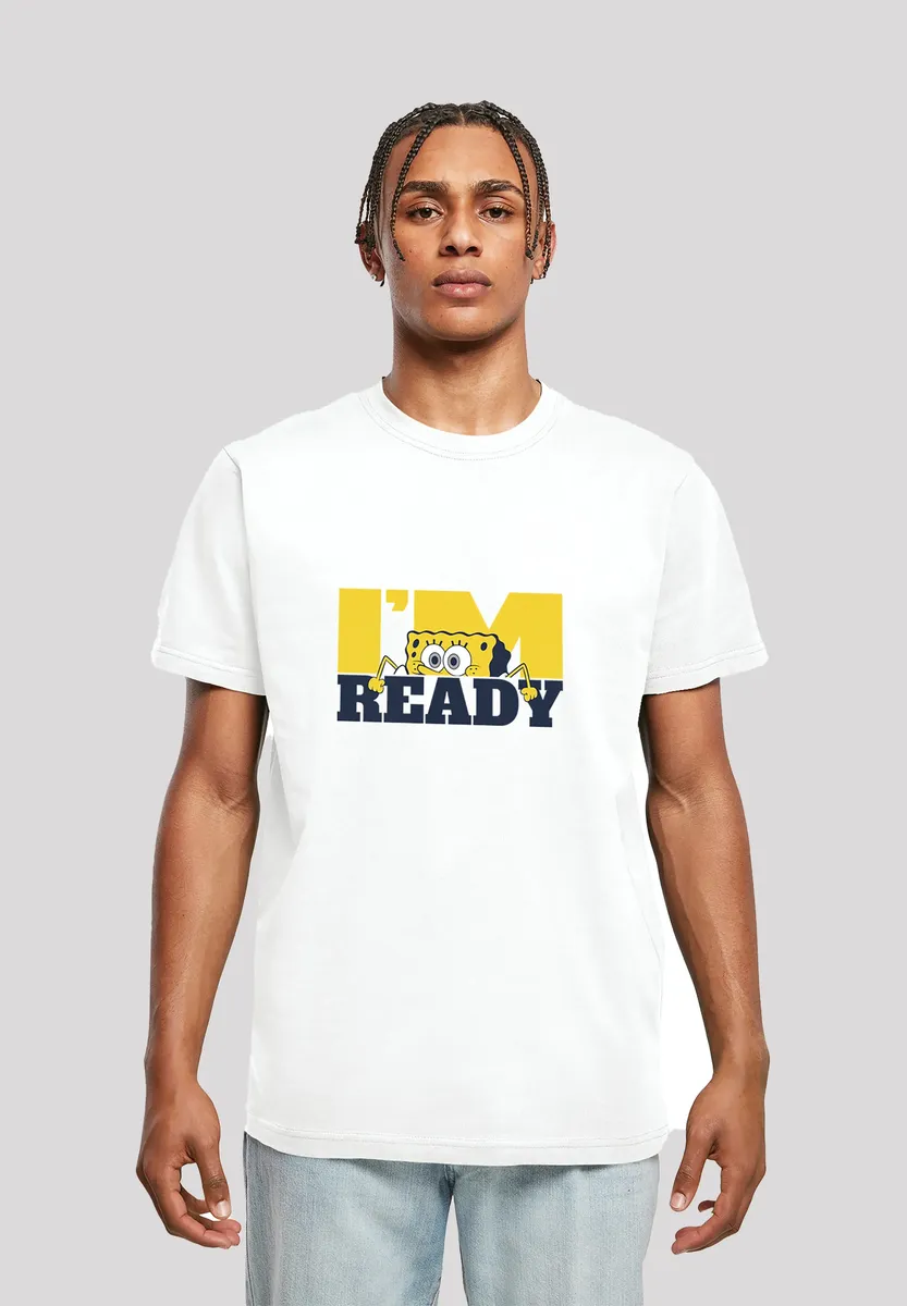 

Футболка F4NT4STIC "Sponge Bob Squarepants I'M READY - I're Ready!", мужская, премиум-мерч, стандартного кроя, базовая, с принтом, белый