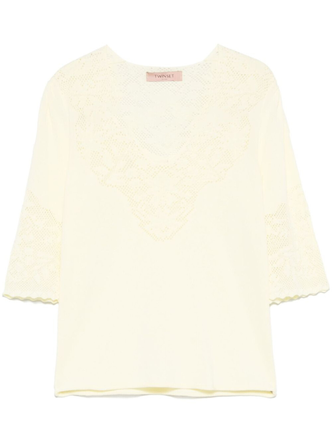 

TWINSET футболка с декором ажурной вязки, желтый