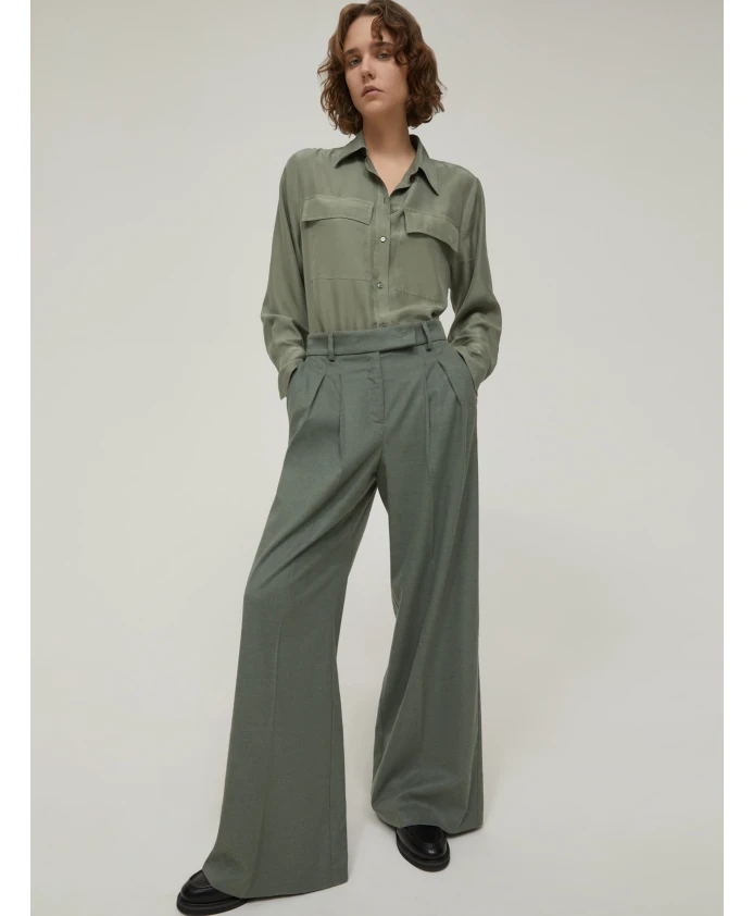 

Широкие фланелевые брюки с двойными складками Pennyblack, зеленый