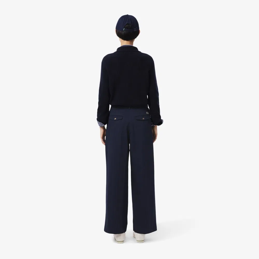 Брюки чинос Lacoste, широкие, тёмно-синие — фото 3