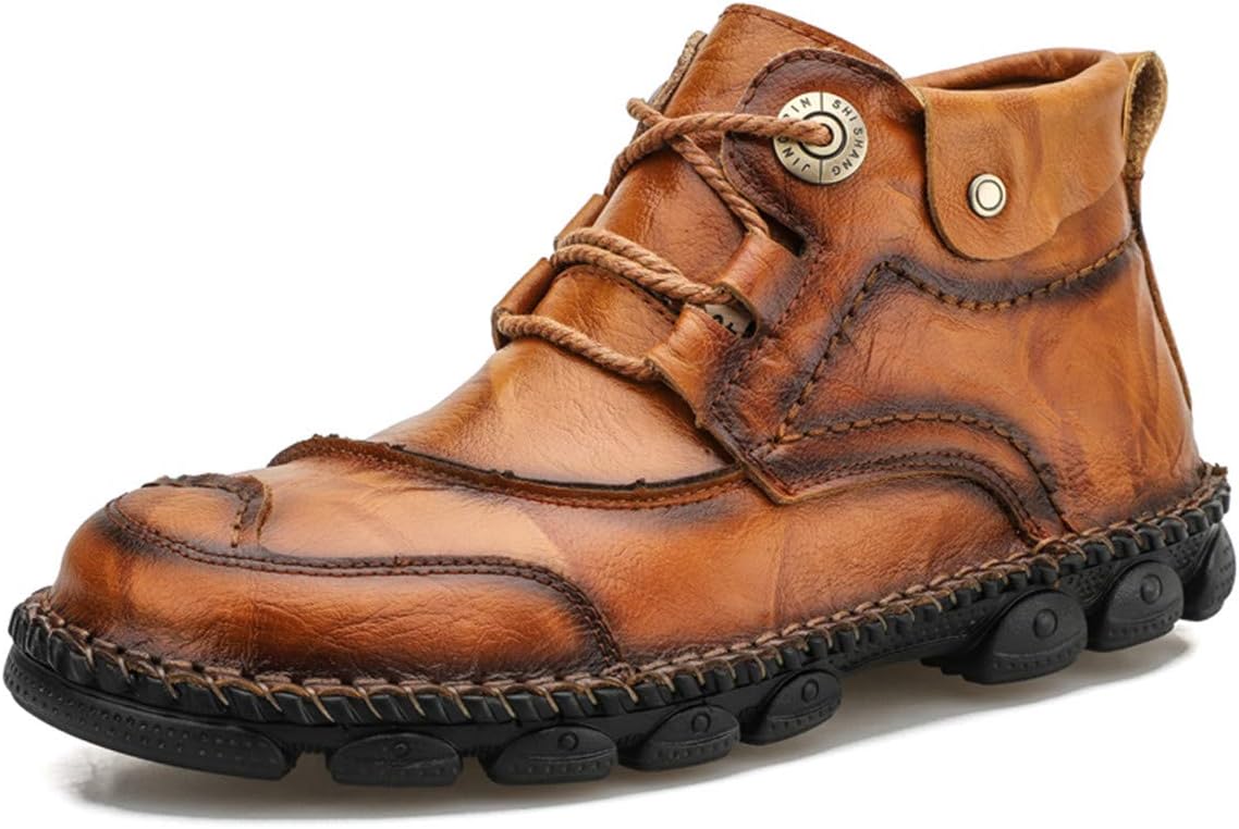 

Мужские кожаные мотоциклетные ботинки CHICLOVEY ручной работы, шнуровка, плоские кроссовки, светло-коричневый