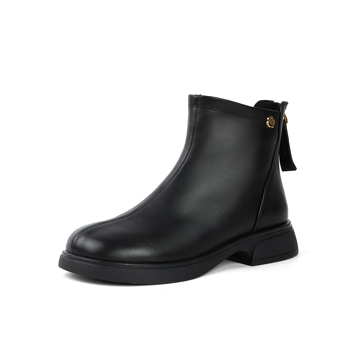 PT'SON Женские черные полусапожки с шерстяной подкладкой, цвет Black, Wool Lining — фото 4