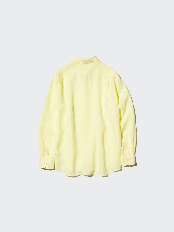 Рубашка из 100% премиального льна Uniqlo, 41 yellow — фото 4