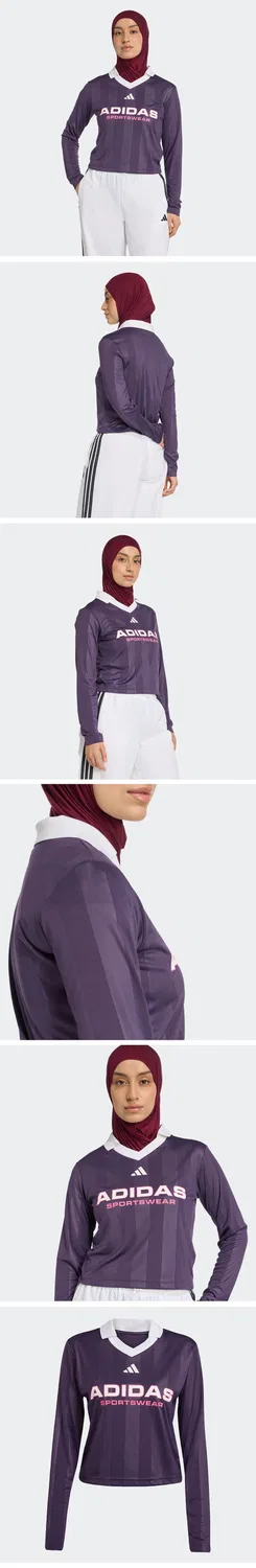 Женская футболка-поло с длинным рукавом Tiro цвета Aura Plum от Adidas — фото 4