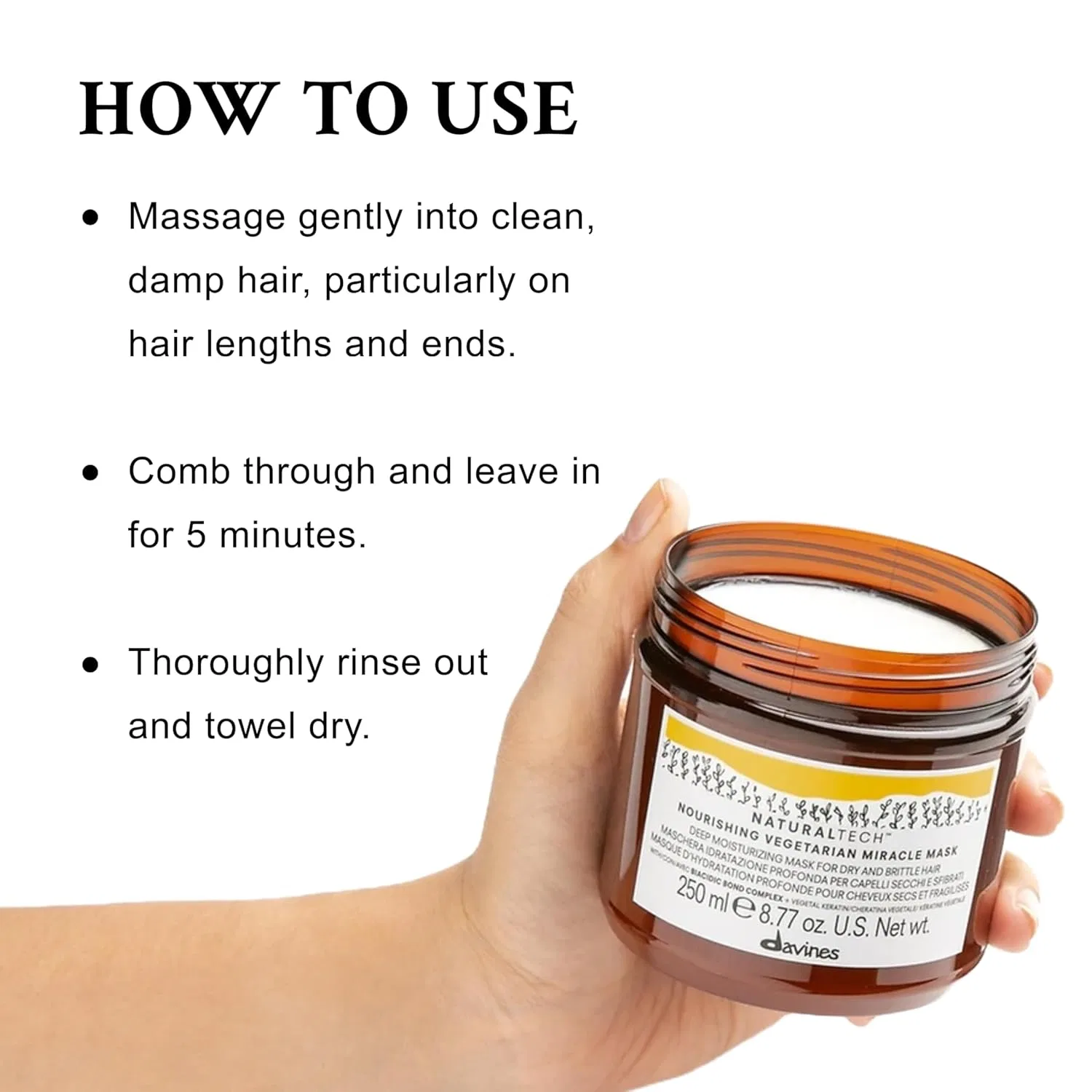 Питательная вегетарианская маска Davines Nourishing Vegetarian Miracle Mask 250 мл Davines — фото 4