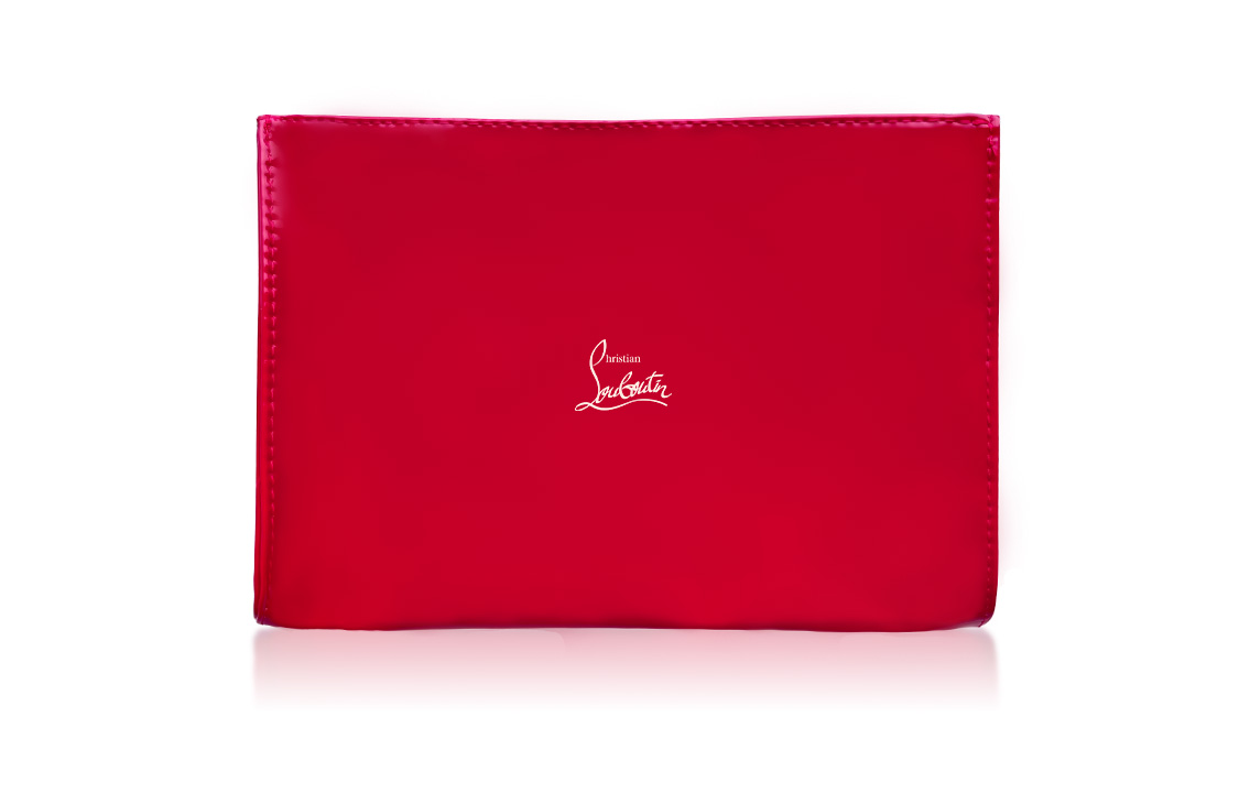 Christian Louboutin CL LUBOTING красная лакированная кожа большая косметичка с молнией легкая — фото 2