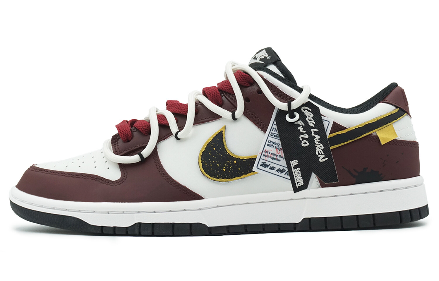 

Кроссовки Nike Dunk Skateboarding Shoes Unisex Low-top Red/white/black, темно-красный