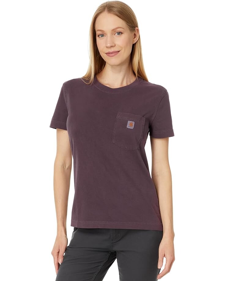 

Футболка Carhartt Relaxed Fit Midweight Garment Dye Pocket, цвет Eggplant