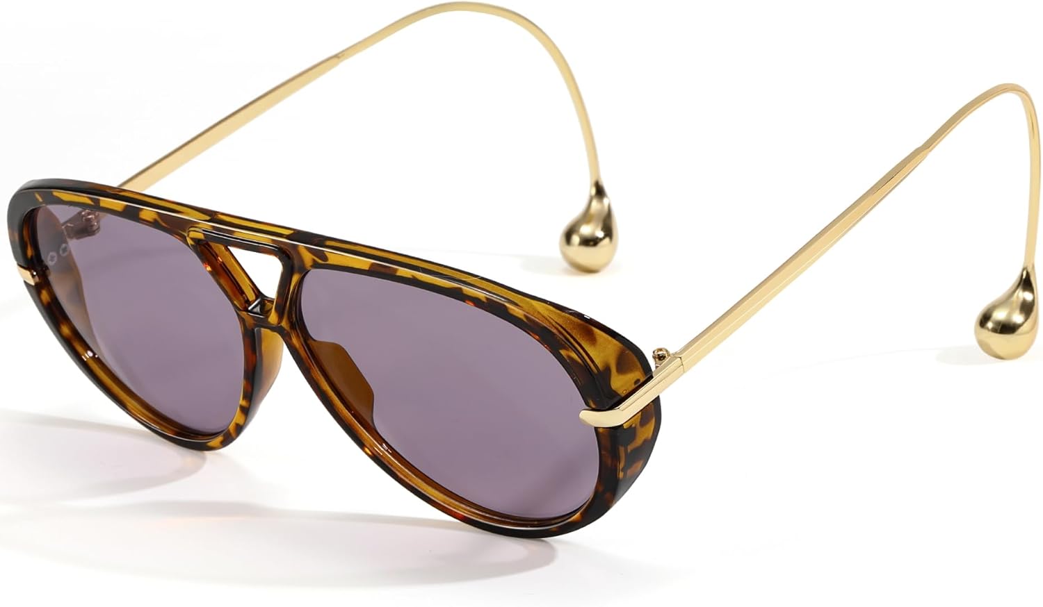 

Модные солнцезащитные очки-авиаторы большого размера для женщин и мужчин, ретро-очки, большие круглые солнцезащитные очки в винтажном стиле CS012 Cesunies, Tortoise Frame/Purple Lens