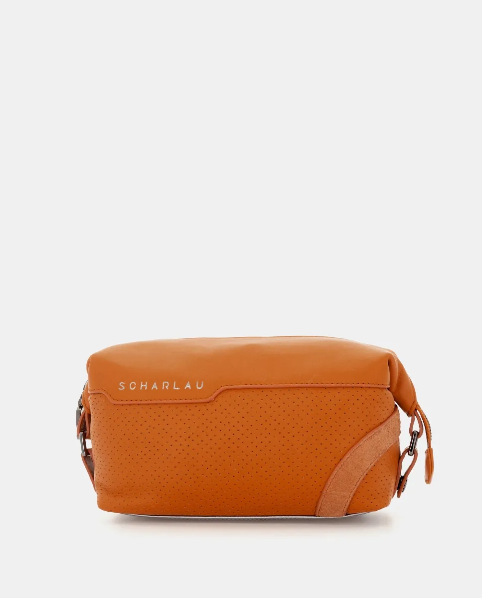 

Универсальная косметичка из бычьей кожи оранжевого цвета Scharlau, оранжевый